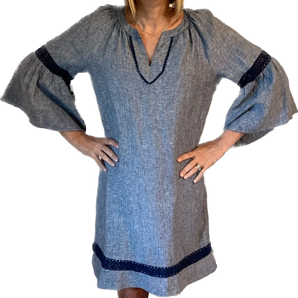Crown & Ivy Blue Linen Dress - Size L